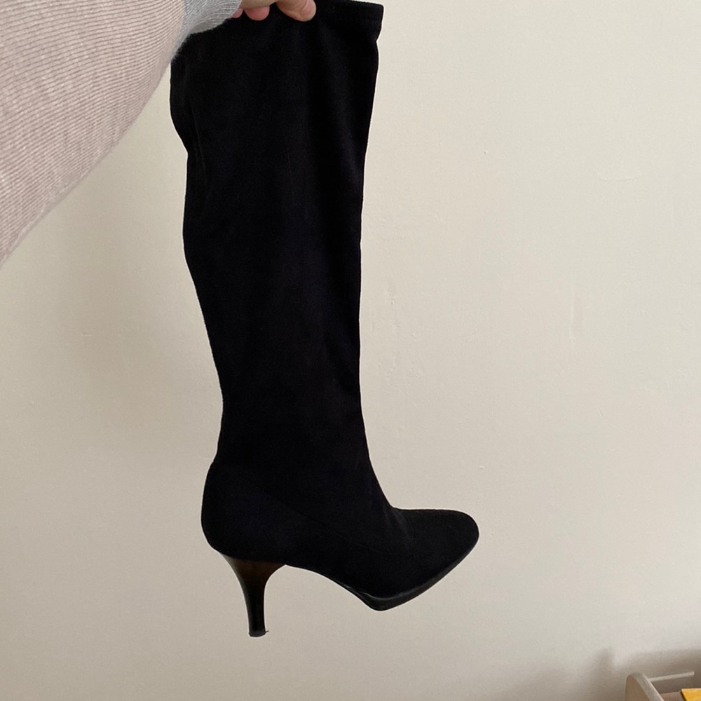 Lala Black Stretch Faux Suede Nina Boots